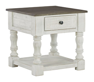 What a fresh interpretation of country classic style. Inspired by American farmhouse craftsmanship, but with an elevated sensibility, this square end table blends distinctive details such as turned post accents and raised drawer fronts for a substantial l