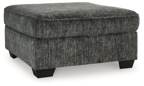 This oversized ottoman speaks to those drawn to fresh, contemporary style with richly neutral appeal. The footrest-'s generous size invites everyone to delight in its comfort. Subtle and sophisticated, the plush upholstery and dark tri-block legs are a na