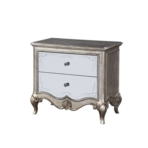 2 Drw Drawer: Mirrored Fronts, Glide) Side Metal (Full Ext.), Dovetail) English Front & Back, Felt Lined) Top Drawer, Safety Stop Included, Manual-Close, Hardware: Single Crystal-like Pull-Knob CONSTRUCTION] Wooden Case-Leg: (Poplar), MDF, PB, MOLDING TRI