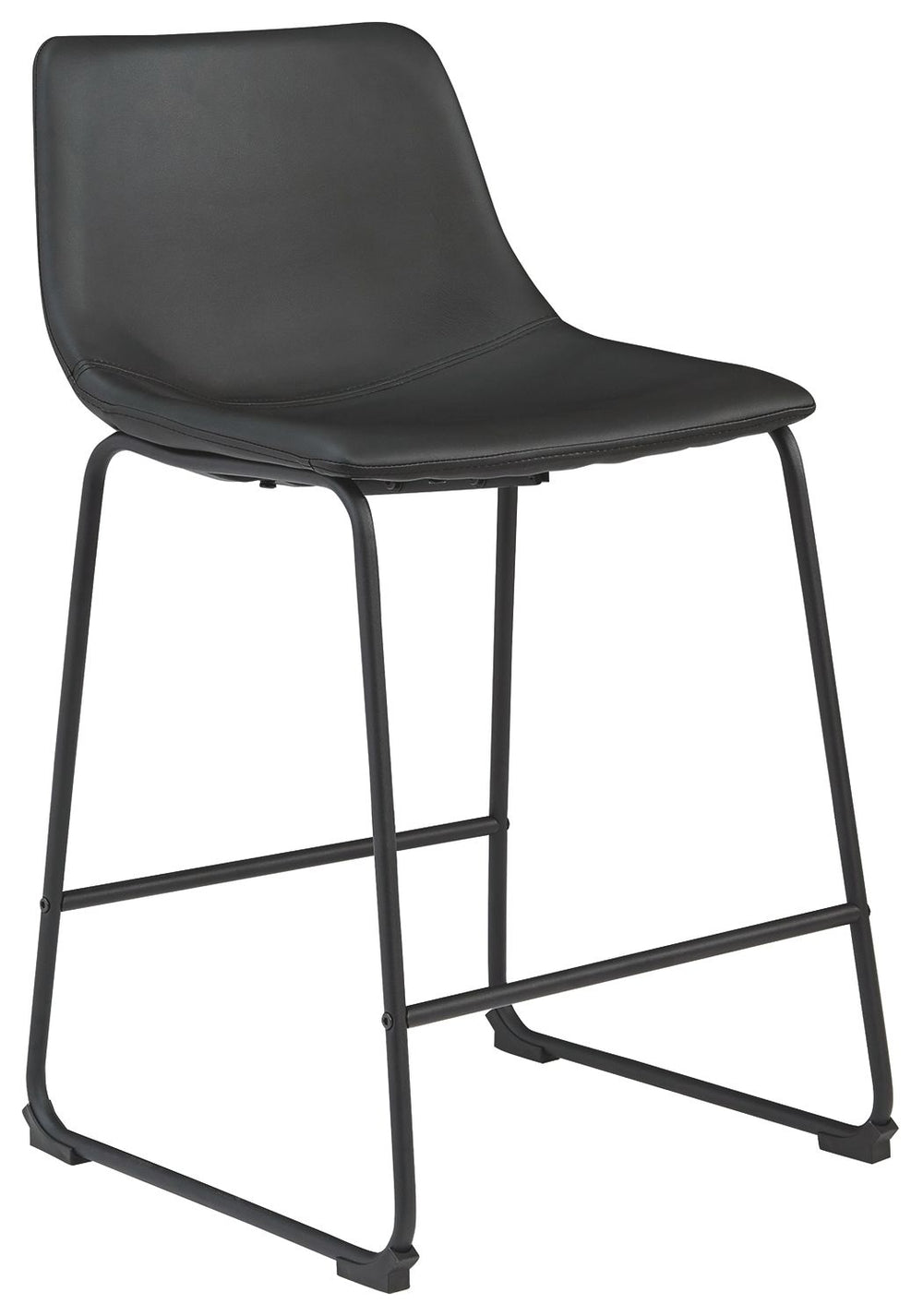 With its distinctive contoured bucket seat and tubular metal base, this striking bar stool serves up a fresh twist on mid-century inspired style. Faux leather upholstery has a charmingly vintage tone and a color-coordinated frame. What a timeless look for