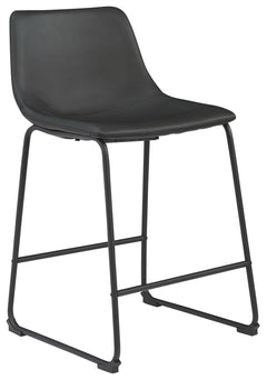 With its distinctive contoured bucket seat and tubular metal base, this striking bar stool serves up a fresh twist on mid-century inspired style. Faux leather upholstery has a charmingly vintage tone and a color-coordinated frame. What a timeless look for