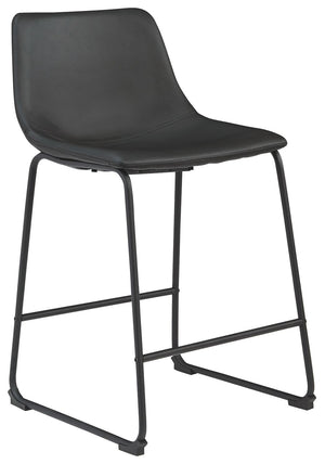 With its distinctive contoured bucket seat and tubular metal base, this striking bar stool serves up a fresh twist on mid-century inspired style. Faux leather upholstery has a charmingly vintage tone and a color-coordinated frame. What a timeless look for
