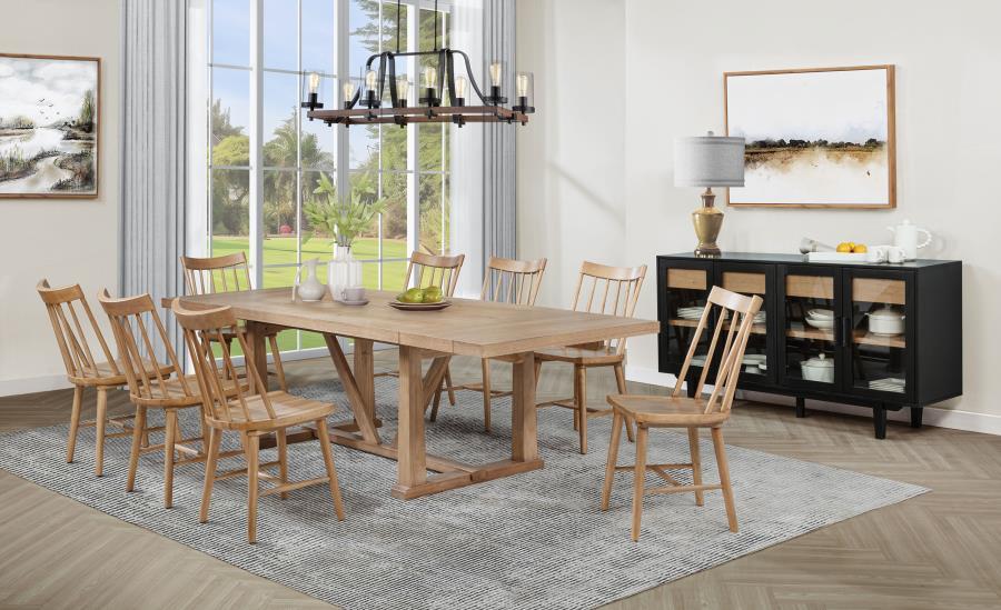 Extension dining table expands up to 106 inches for flexible seating options<h4><b>Middleton - 106" Extension Leaf Dining Table - Natural Brown</b></h4> <table width="100%"><colgroup><col style="width: 30%"> <col style="width: 70%"> </colgroup> <tbody> <t