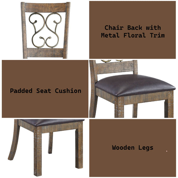 Raphaela - Side Chair (Set of 2) - Black PU & Weathered Cherry Finish