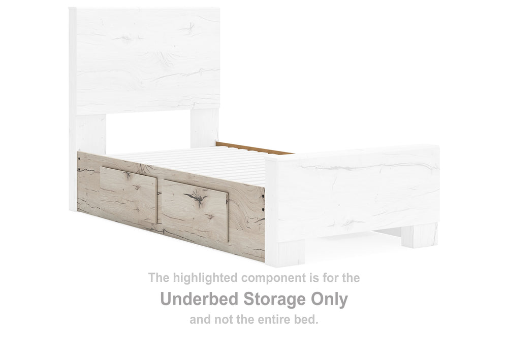 This under bed storage unit is made with engineered wood (MDF/particleboard/plywood) and decorative laminate. Pairs with other items in the series to make a bed kit.<br><br><b>Additional Dimensions</b><br><ul><li>Drawer interior (2): 0-"</li><li>Assembled