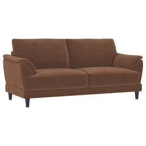 Unwind in style with this chic retro-inspired sofa, designed to deliver both comfort and timeless elegance. Upholstered in a rust woven fabric, it features plush foam seat cushions and curved tufted arms for ultimate support. The fully encased engineered 