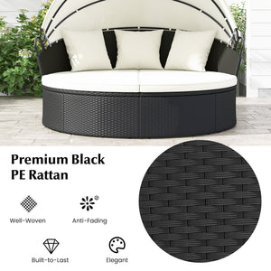 Spacious and comfortable seat for lying down<br>Convertible design for versatile use as a conversation set<br>Cozy cushions and pillows with high-density fillings<br>Easy maintenance with smooth zippers on cushions<br>Adjustable and retractable canopy for
