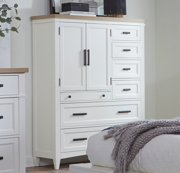 Americana Modern Bedroom 7 Drawer Door Chest with Workstation