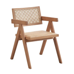 Fixed Table Top Natural Finish Style Rattan Seat & Back Cushion