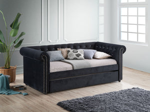 Ellie - Daybed - Black<h4><b>Ellie - Daybed Arm Slat Side Rail - Black</b></h4> <table width="100%"><colgroup><col style="width: 30%"> <col style="width: 70%"> </colgroup> <tbody> <tr> <td>Dimensions</td> <td> 96.06"L x 43.50"D x 37.20"H</td> </tr> <tr> <