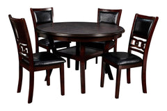 The elegant Gia 5 Piece Dining Table and Chair Set is built with durability and comfort in mind. This dining set provides spacious seating for four, and a handy storage shelf located under the table top to store dinnerware or decor. The dining table apron
