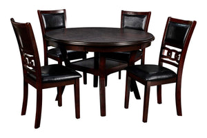 The elegant Gia 5 Piece Dining Table and Chair Set is built with durability and comfort in mind. This dining set provides spacious seating for four, and a handy storage shelf located under the table top to store dinnerware or decor. The dining table apron