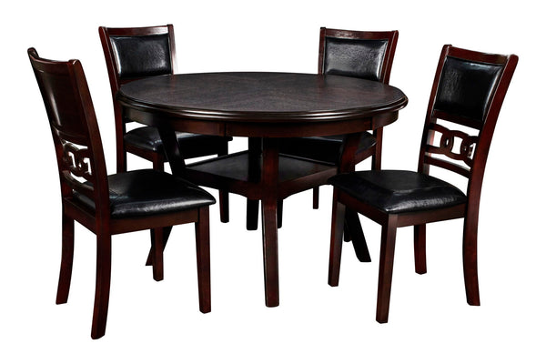 The elegant Gia 5 Piece Dining Table and Chair Set is built with durability and comfort in mind. This dining set provides spacious seating for four, and a handy storage shelf located under the table top to store dinnerware or decor. The dining table apron