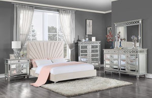 Faiz - Eastern King Bed - Beige Velvet