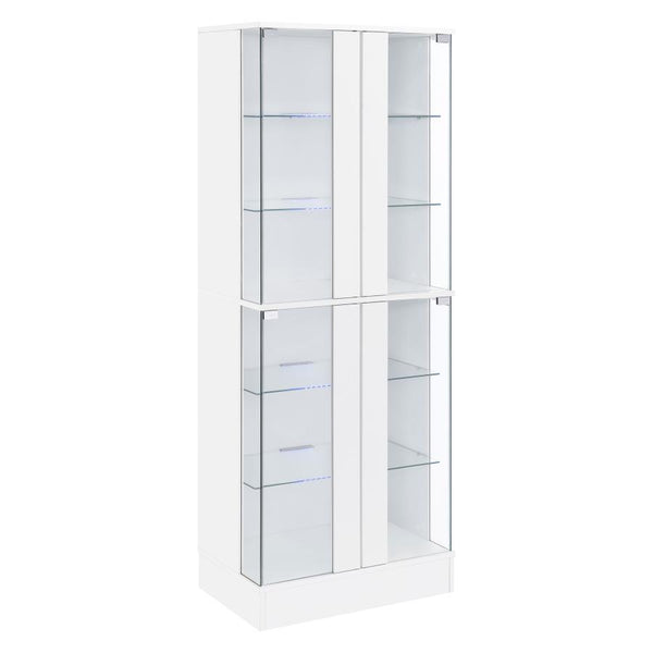 Cabra - 4-Door LED Curio Display Cabinet - White High Gloss