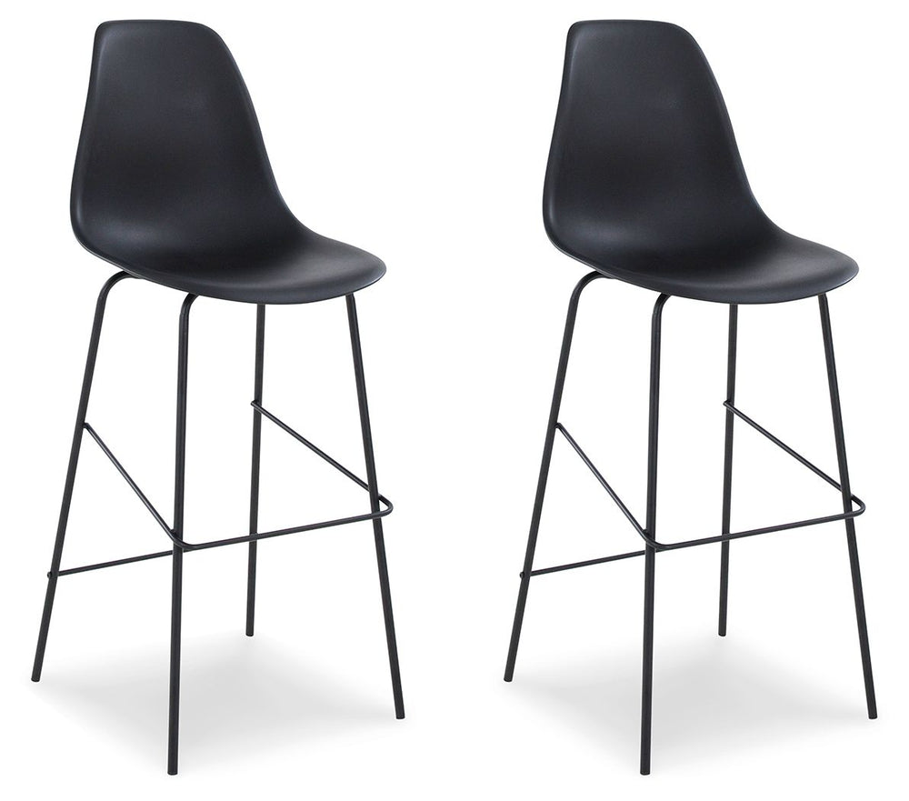Designed with form and function in mind, this contemporary bar stool sports a slender-yet-sturdy metal frame and a fully contoured bucket seat. With its cool bar height dimensions and classically clean design, this stool transforms a kitchen island or bre