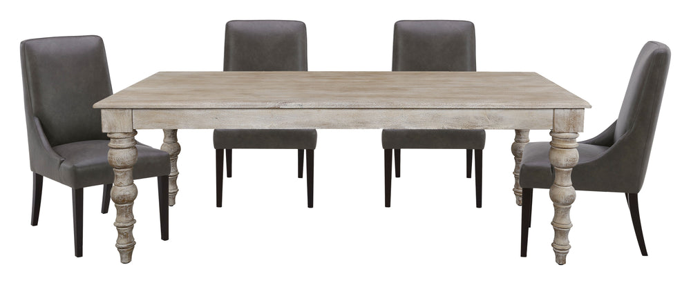 Crafted from solid mango, this table boasts a unique aesthetic with natural variations of color, wood grain, and knots, making each piece one-of-a-kind. Generously proportioned, this table can comfortably seat up to eight guests, making it the perfect cen