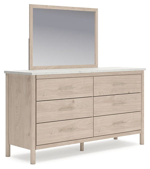 Transform your bedroom with this dresser and mirror. With its clean lines and replicated marble top, it exudes a minimal and sophisticated boho style. Tailor your space and create the perfect environment for sweet dreams.<br/><br/><b>Product Features</b><