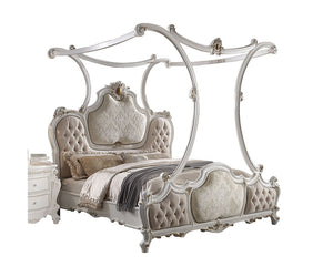  and a gorgeous antique pearl finish. The hand-applied finish enhances the beauty of the detailed woodwork and oversized scrolled moldings. The