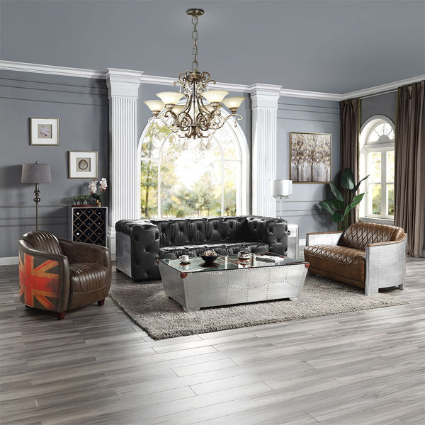 Sedna - Loveseat - Espresso & Aluminum