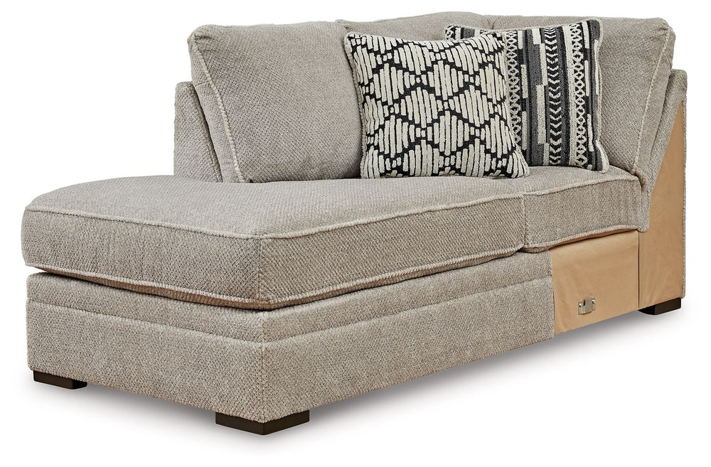 This left-arm facing corner chaise is made with polyester upholstery. Pairs with other items in the series to make a sectional.<br><br><b>Additional Dimensions</b><br><ul><li>Arm height: 41-"</li><li>Seat depth: 71-"</li><li>Seat height: 23-"</li><li>Top 