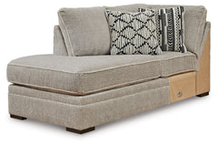 This left-arm facing corner chaise is made with polyester upholstery. Pairs with other items in the series to make a sectional.<br><br><b>Additional Dimensions</b><br><ul><li>Arm height: 41-"</li><li>Seat depth: 71-"</li><li>Seat height: 23-"</li><li>Top 