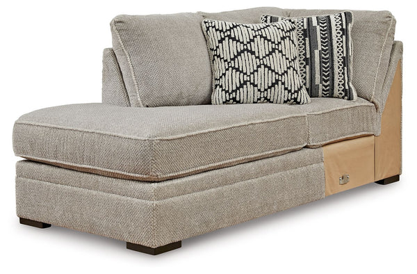 This left-arm facing corner chaise is made with polyester upholstery. Pairs with other items in the series to make a sectional.<br><br><b>Additional Dimensions</b><br><ul><li>Arm height: 41-"</li><li>Seat depth: 71-"</li><li>Seat height: 23-"</li><li>Top 