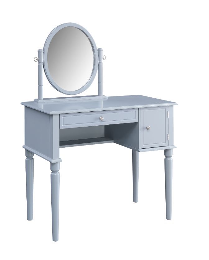 Dreamy, elegant, and classy, the Rabila Vanity Set will satisfy all your needs. Vanity mirror, table and stool are all included to create a dedicated space you deserve. The oval mirror sitting atop the table provides multiple angle reflection, while a sto