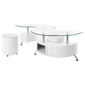 Buckley - 3 Piece Coffee Table And Stools Set - White High Gloss