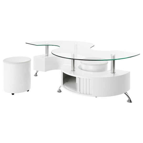 Buckley - 3 Piece Coffee Table And Stools Set - White High Gloss