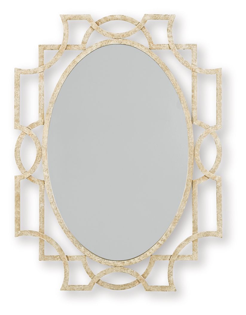 Reflect your love of casual elegance. With its antiqued goldtone finish and intricate metal frame, this accent mirror creates a relaxed yet refined sensibility. Hang it above a fireplace, vanity or entryway table to create a stunning focal point that adds