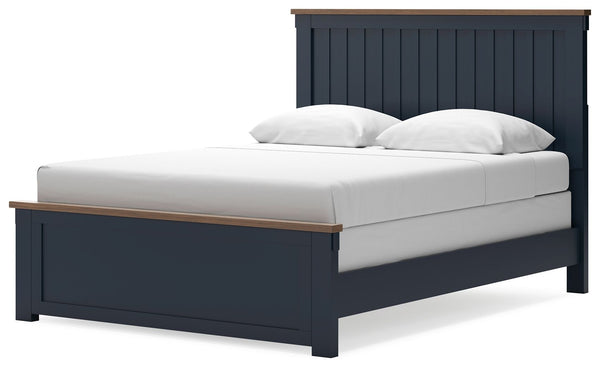 Landocken - Brown / Blue - Queen Panel Bed