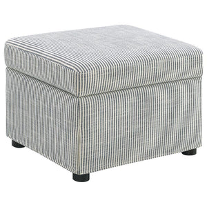 This versatile storage ottoman enriches your living space with stylish functionality. Upholstered in soft, neutral fabric, its hydraulic lift top reveals hidden storage perfect for stashing blankets, magazines, or personal essentials. Use as a footrest, e