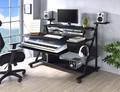 The Willow music desk has all the amenities that you are seeking to become the industry-'s next musical genius. Featuring two speaker mounts and headphone hooks that will ensure they are always within arm-'s reach. The caster wheels make it easy to move b