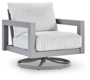 Indulge in luxe outside living without sacrificing longevity. This outdoor swivel chair combines on-trend texture with a sleek aluminum frame. Soak up the sun poolside or on the porchâ€”a 360-degree swivel allows you to effortlessly turn to chat with gues