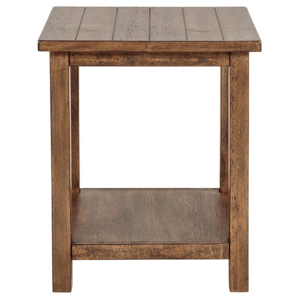 Payne - Wood End Table With Shelf - Distressed Brown