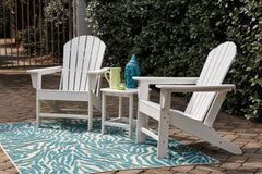 Ashley Express. Made with virgin high density poly-ethylene material. All with textured grain white finish. P011-776 aluminum fire pit table has battery ignition system (battery included). CSA approved 30,000 BTU burner. Also includes clear glass beads, b