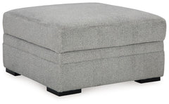 This ottoman with storage makes family movie nights and get-togethers with friends all the more cozy. Simply add it to your existing seating area as a chic footrest. Itâ€™s complete with a trendy gray hue for the contemporary style you crave. Use the easy