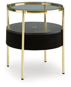 Discover the perfect combination of contemporary style and space-saving functionality. This accent table is designed with an integrated speaker (complete with wireless charging and touch-button controls), allowing you to effortlessly stream your favorite 