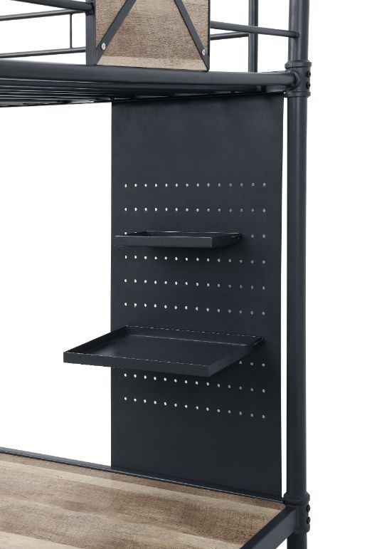 This Cordelia loft bed with a built-in desk is the perfect solution for those that are low in space. Suited for any growing child-'s bedroom. Below the bed, there is a long multi-use desk for homework, crafts, school projects, and computer time. Let their