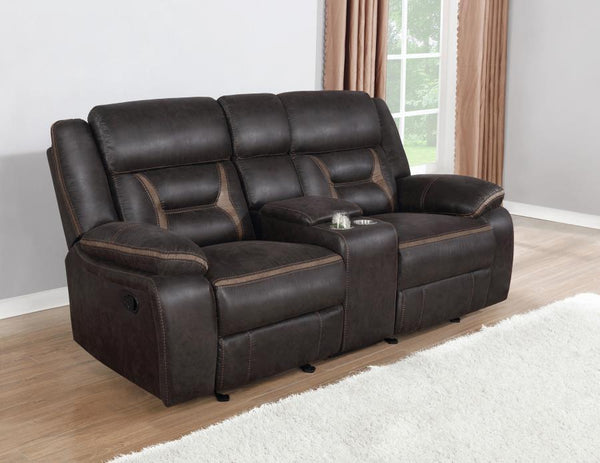 Greer - Upholstered Motion Reclining Loveseat - Brown