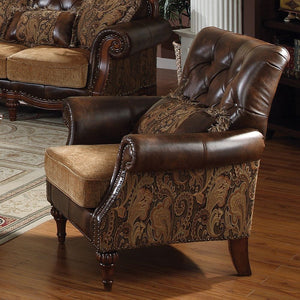 The Dreena traditional sofa collection features decorative molding trim, its complemented by comfortable seating made with faux leather and chenille fabric. This collection is perfectly suitable for any living room environment.<br/><br/><b>Product Feature