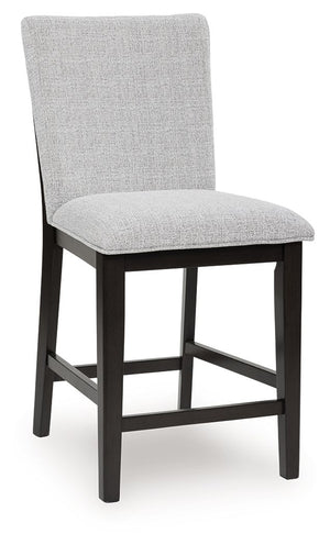 This counter height bar stool is the perfect blend of casual and contemporary styles. Its easy-clean Next-Gen Nuvellaâ„¢ upholstery remains vibrant and resists stains for added convenience, while a dark grayish brown finish keeps the look right on trend. 