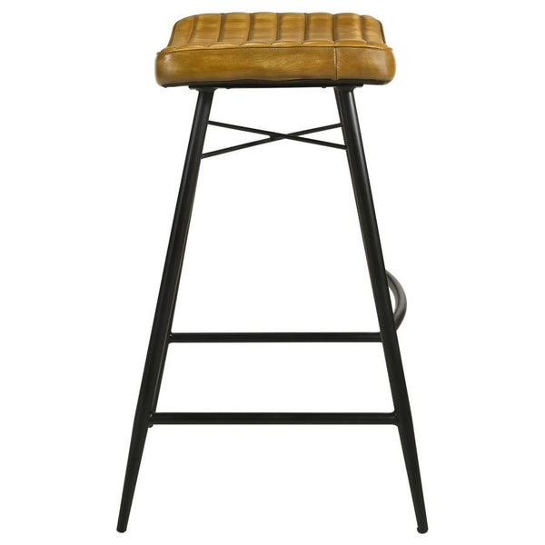 Bayu - Leather Upholstered Bar Stool (Set of 2) - Antique Camel