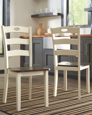 Turn your eat-in kitchen or dining space into a cottage-chic retreat with this dining room side chair. Two-tone finish serves up a double helping of charm. Pierced ladderback design is equally sweet and sophisticated.<br><br><b>Additional Dimensions</b><b