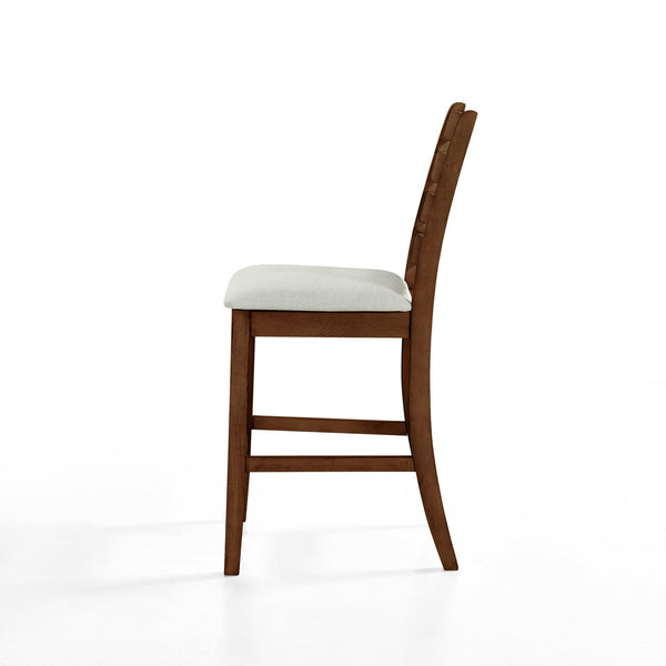  these counter-height chairs are crafted from solid Rubberwood and feature four base stretchers for enhanced stability