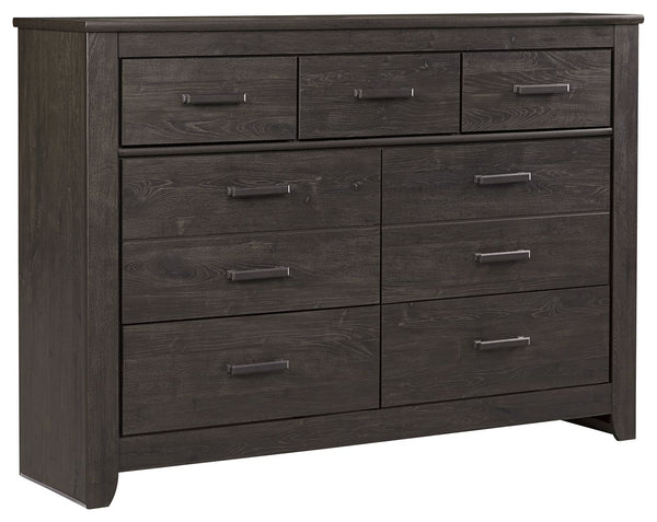 Priced to entice and styled to impress, this dresser makes the most of a clean-lined, contemporary profile. With three drawer sizes scaled to meet your needs, the design merges cool form and practical function. Replicated oak grain effect gives the modern