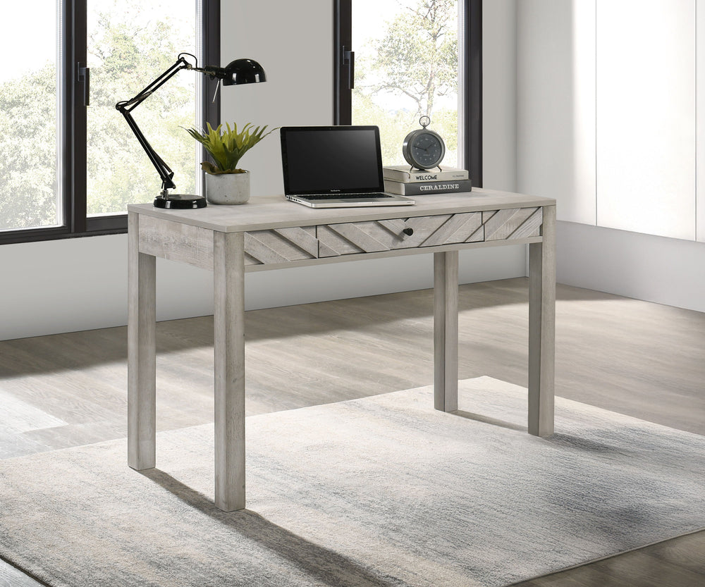 Embrace rustic charm and timeless elegance with this beautifully handcrafted workspace essential. Designed with a minimalist silhouette and a distressed white finish, this piece effortlessly blends vintage aesthetics with modern functionality. The unique 