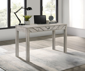Embrace rustic charm and timeless elegance with this beautifully handcrafted workspace essential. Designed with a minimalist silhouette and a distressed white finish, this piece effortlessly blends vintage aesthetics with modern functionality. The unique 