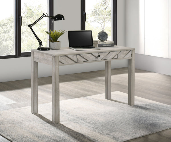 Embrace rustic charm and timeless elegance with this beautifully handcrafted workspace essential. Designed with a minimalist silhouette and a distressed white finish, this piece effortlessly blends vintage aesthetics with modern functionality. The unique 